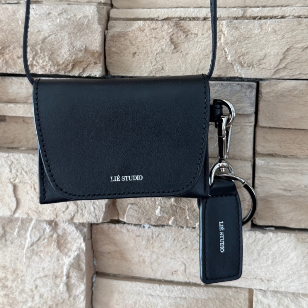 Lie Studio Black Leather Stella Wallet and Gaby Keychain